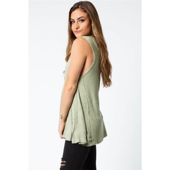 Free People We The Free Green Swing It Thermal Cowl Neck Top XS - Picture 2 of 8